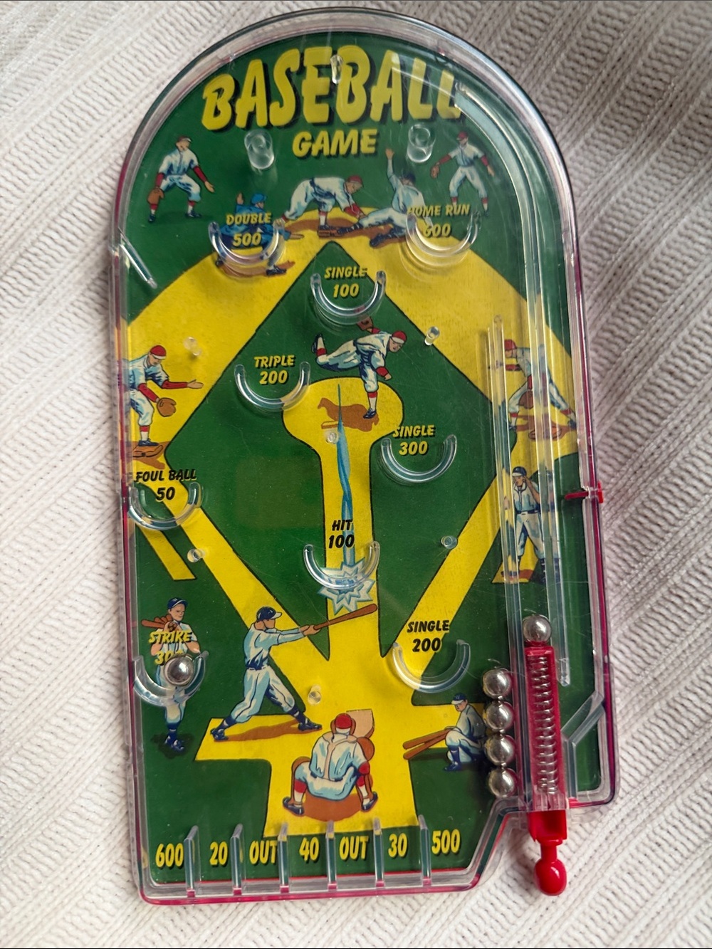 Baseball Handheld Pinball Game - Green & Yellow